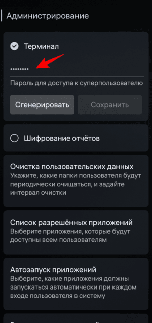 Пароль разработчика