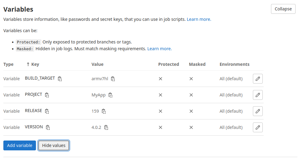 Gitlab variables