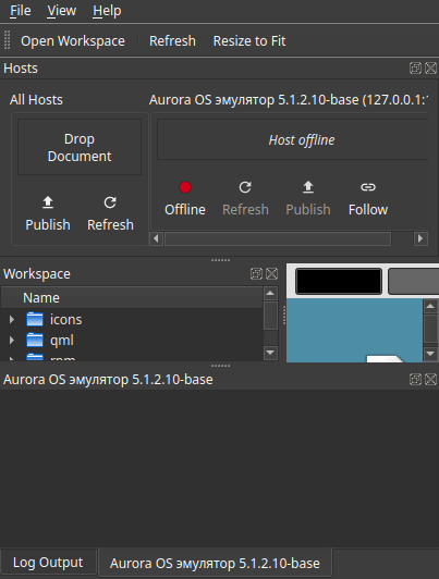 Окно QmlLive Bench
