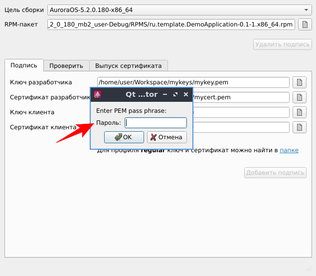 Ввод пароля